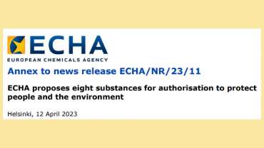 8 substances recommended for authorisation: lead is one of them